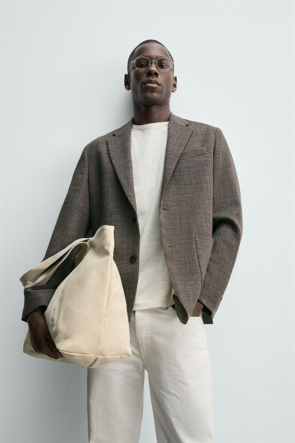 BLAZER REGULAR FIT PATA DE GALLO / Marr?n - Zara фото 6