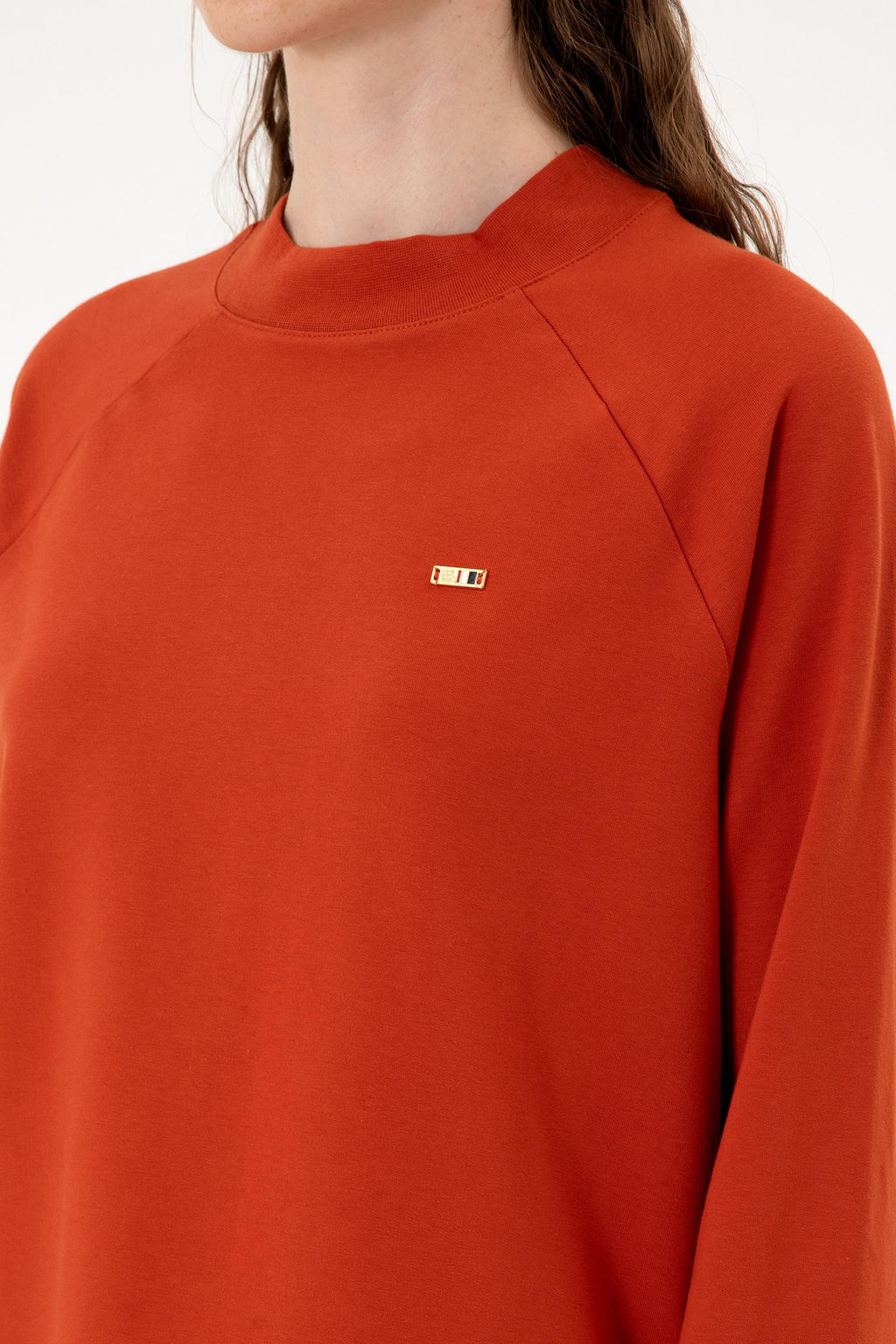 Kad_n Kiremit Regular Bisiklet Yaka Basic Sweatsh_rt