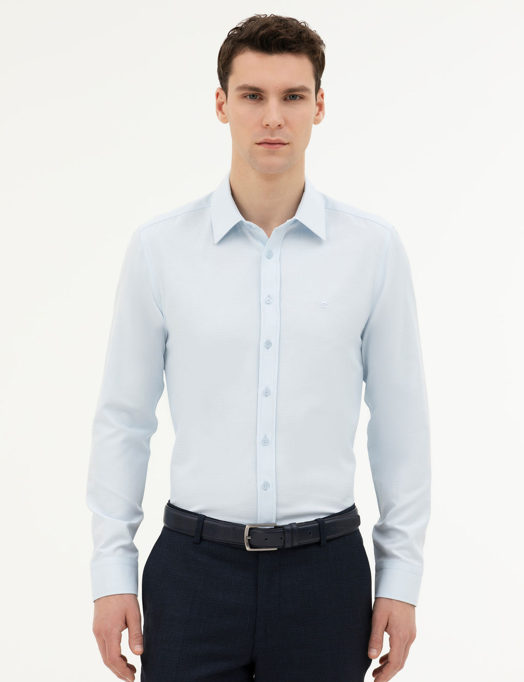 A__k Mavi Slim Fit Uzun Kollu G_mlek