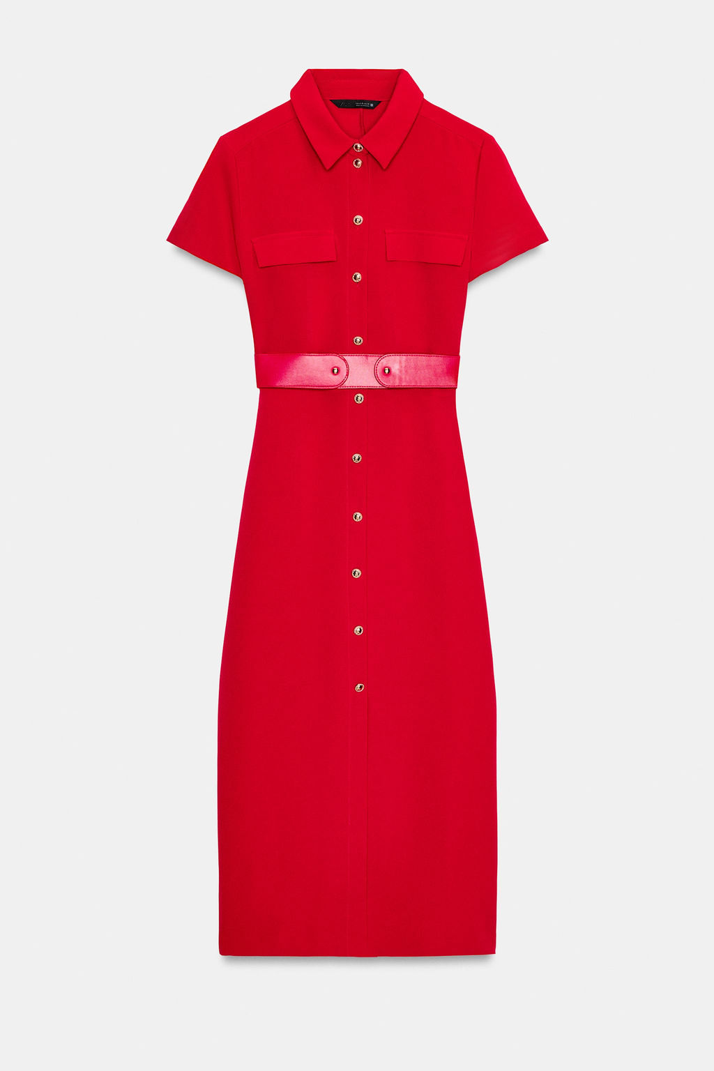 VESTIDO MIDI CINTUR?N / Rojo - Zara фото 7