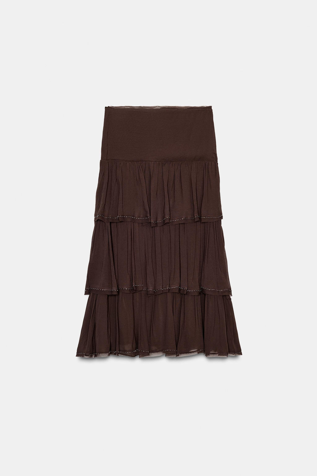 ZW COLLECTION BEADED RUFFLED SKIRT - Zara фото 7