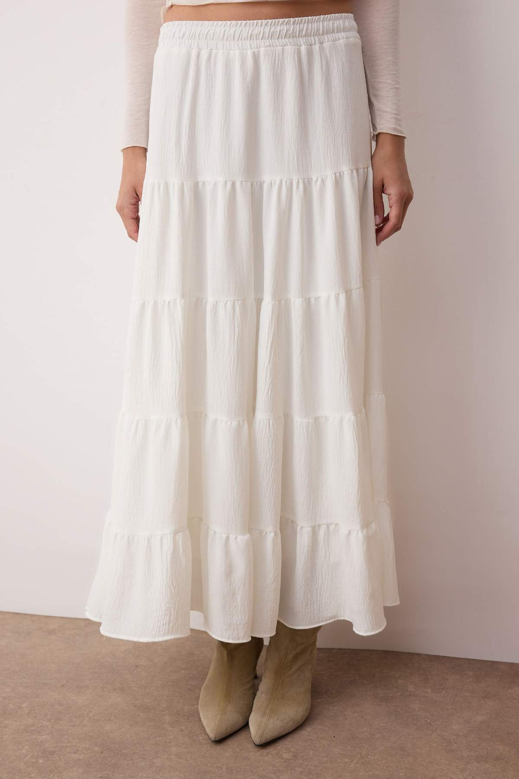 TRENDYOLMILLA Beyaz Pamuklu Dokulu Kumas Maxi Boy Dokuma Etek TWOSS25ET00029 фото 9