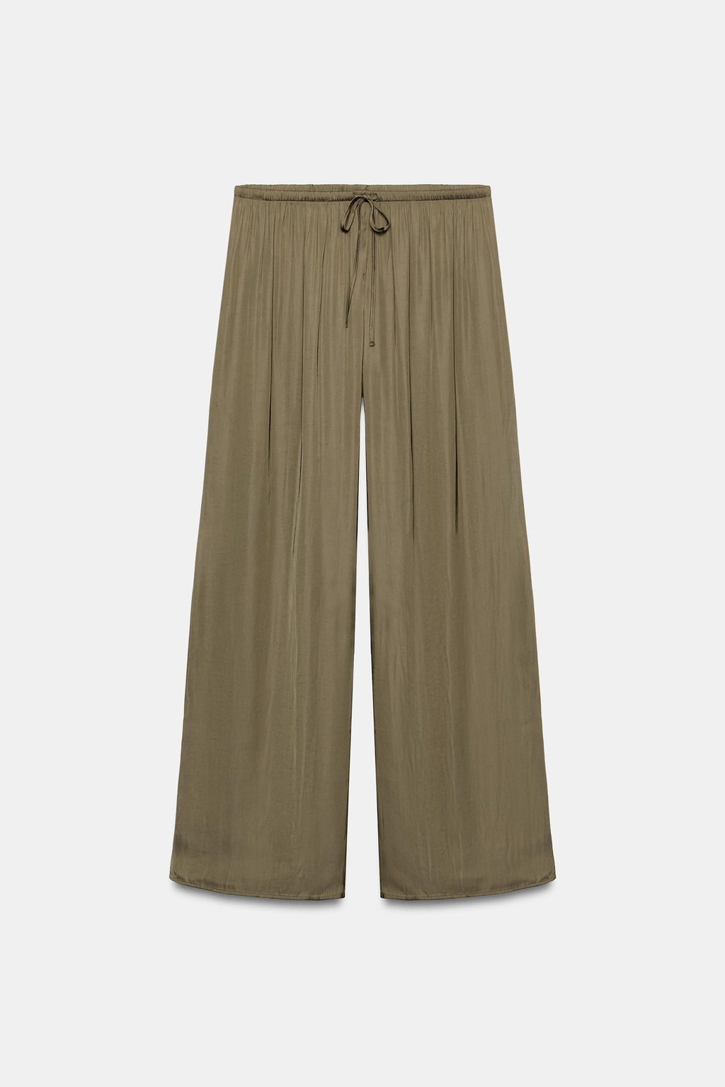 PANTAL?N FLUIDO PALAZZO / Khaki oscuro