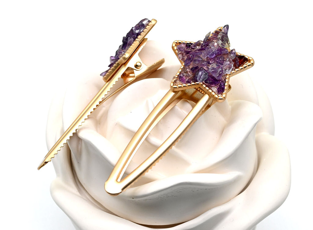 Заколка зажим Звезда с турмалином 7,5*3*1,8см - Радуга камня фото 7