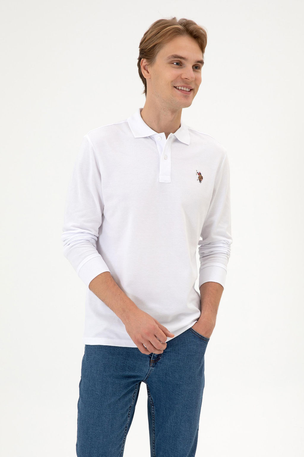 Erkek Regular Fit Polo Yaka Beyaz Basic Sweatshirt Sepette S_rpriz _ndirim - U.s. polo assn фото 3