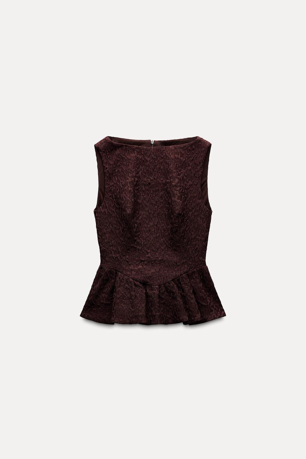 FRILLED JACQUARD TOP - Zara фото 5