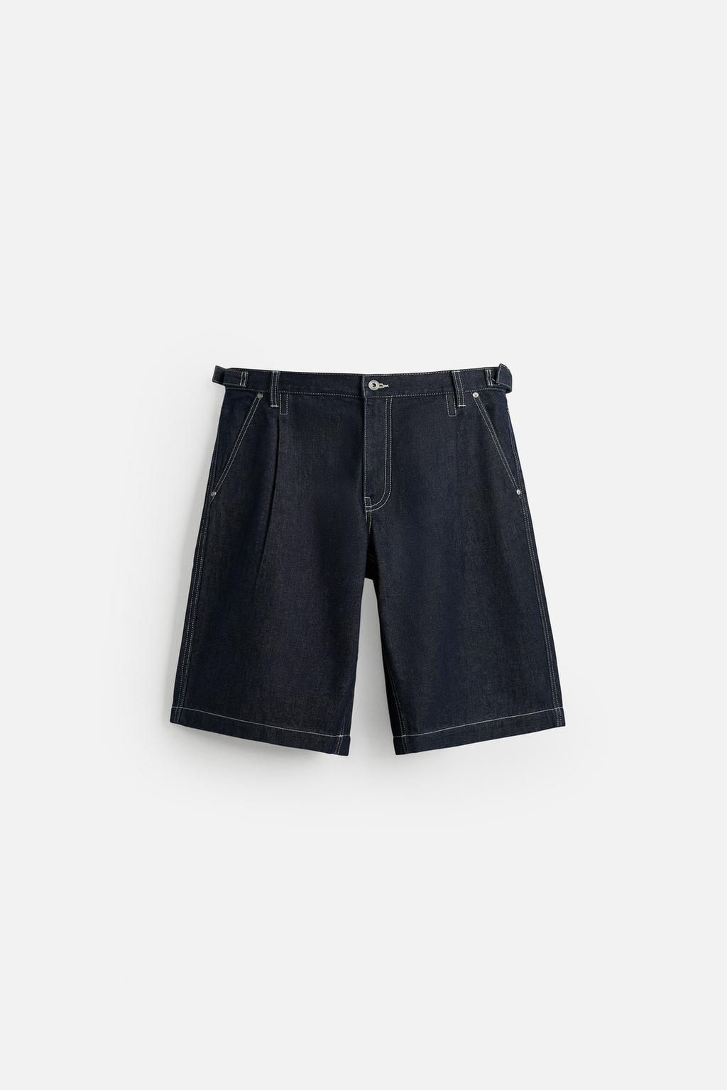 BELTED BAGGY FIT DENIM BERMUDA SHORTS - Zara фото 7