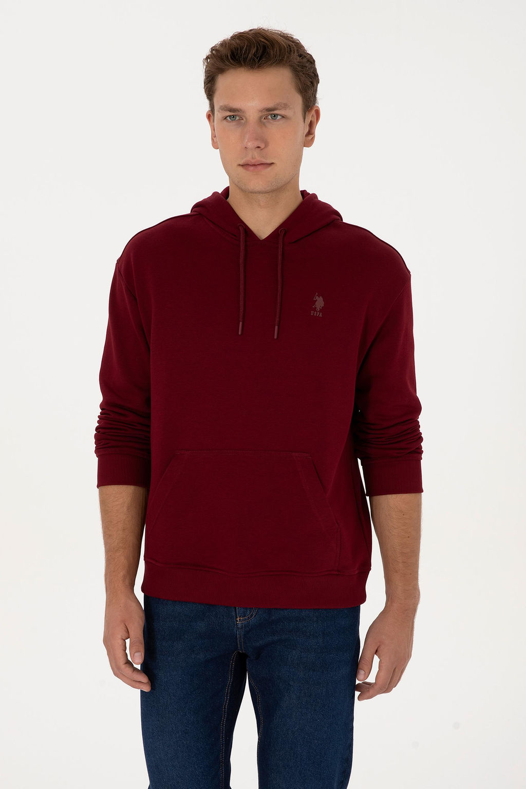 Erkek Comfort Fit Kap__onlu Bordo Basic Sweatshirt - U.s. polo assn фото 3