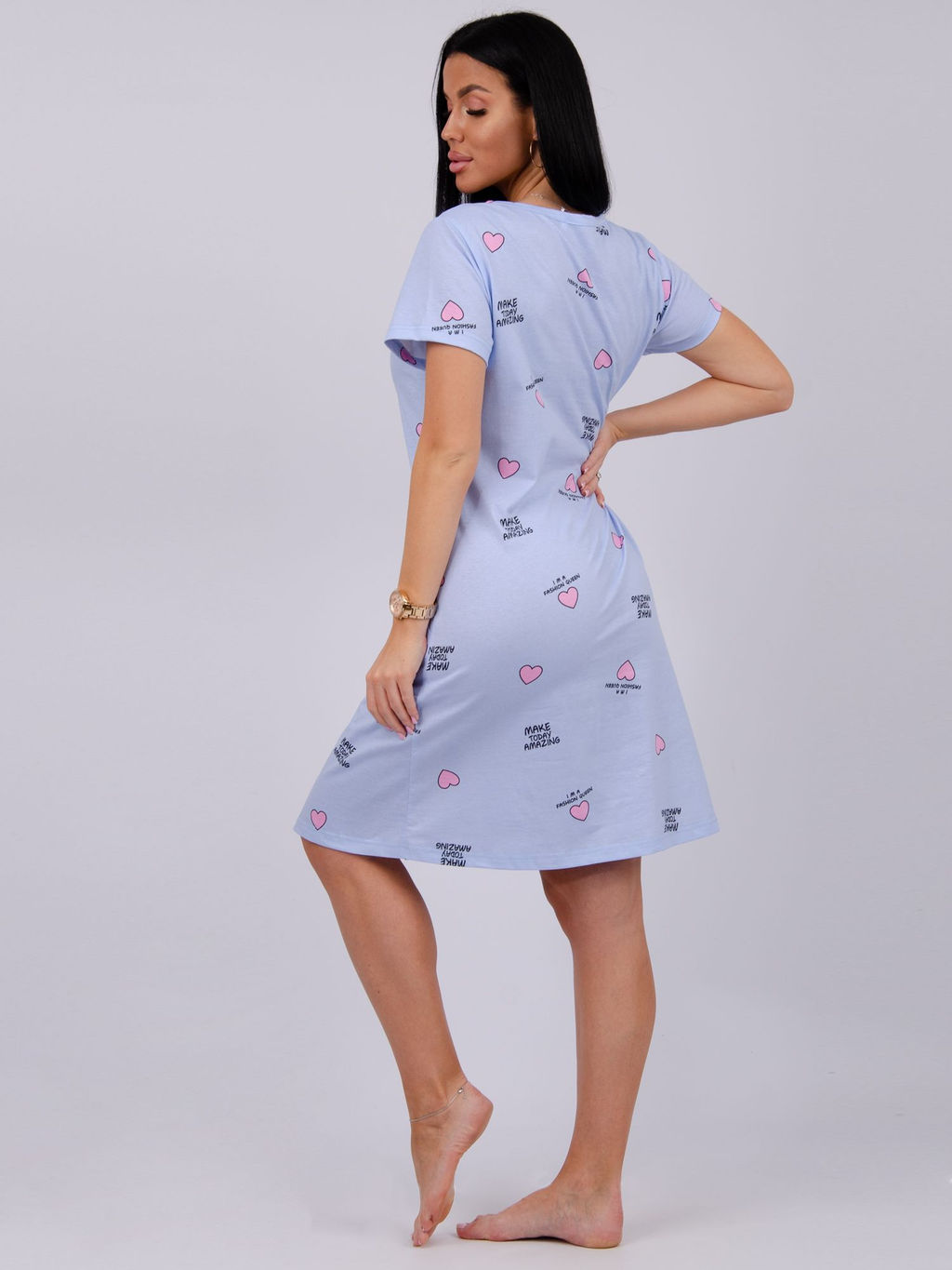 Халат Красотка 7 сердечки, трикотаж - Малина фото 4