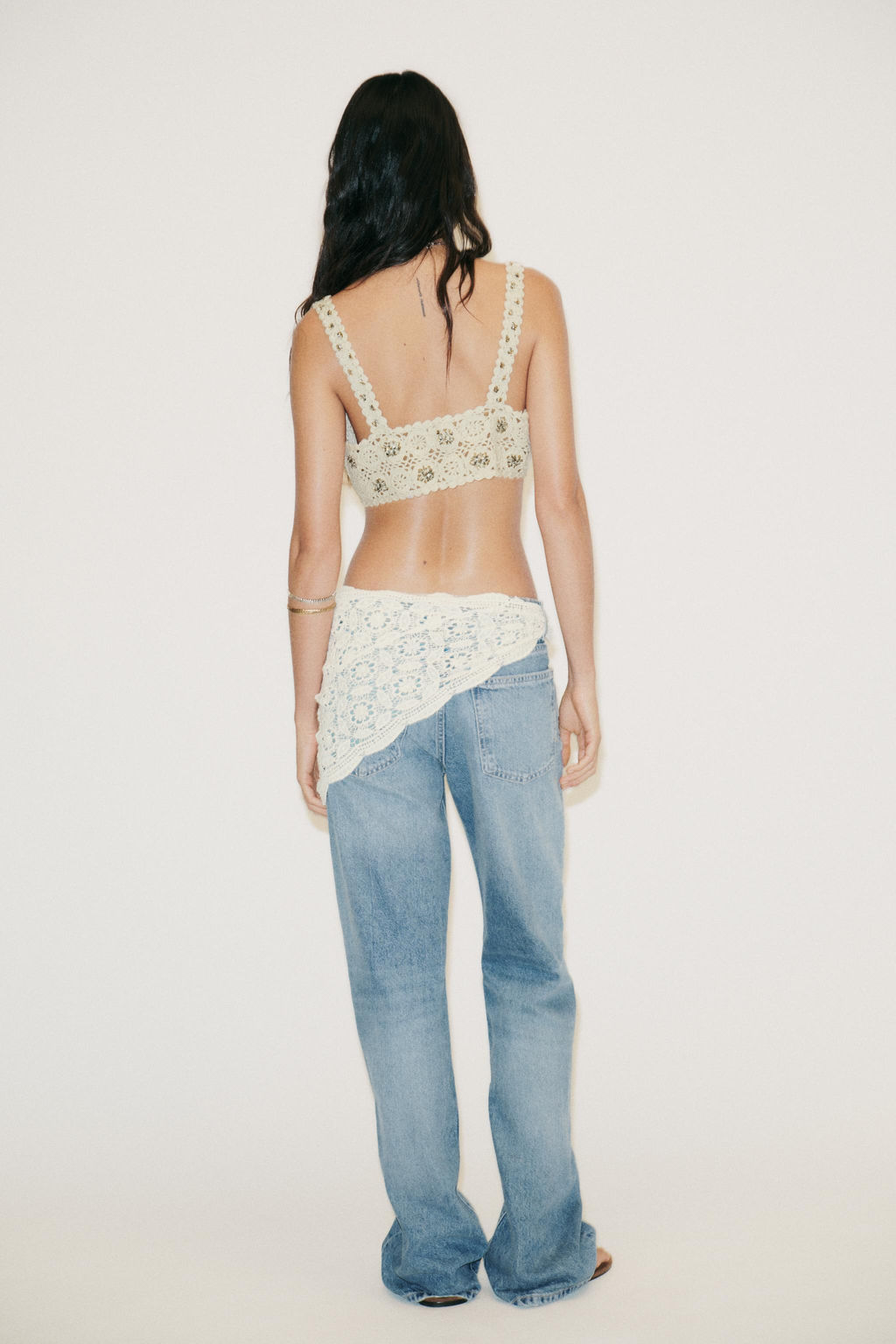 TRF WIDE-LEG MID-WAIST SCARF JEANS - Zara фото 15
