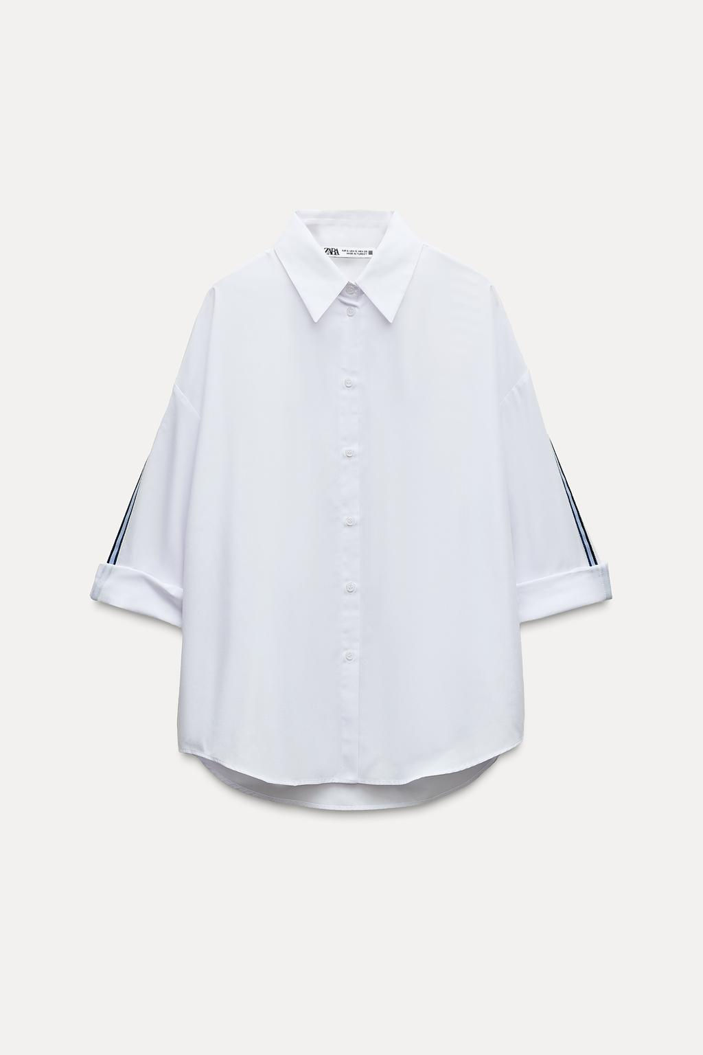 POPLIN SHIRT WITH SIDE STRIPE - Zara фото 4