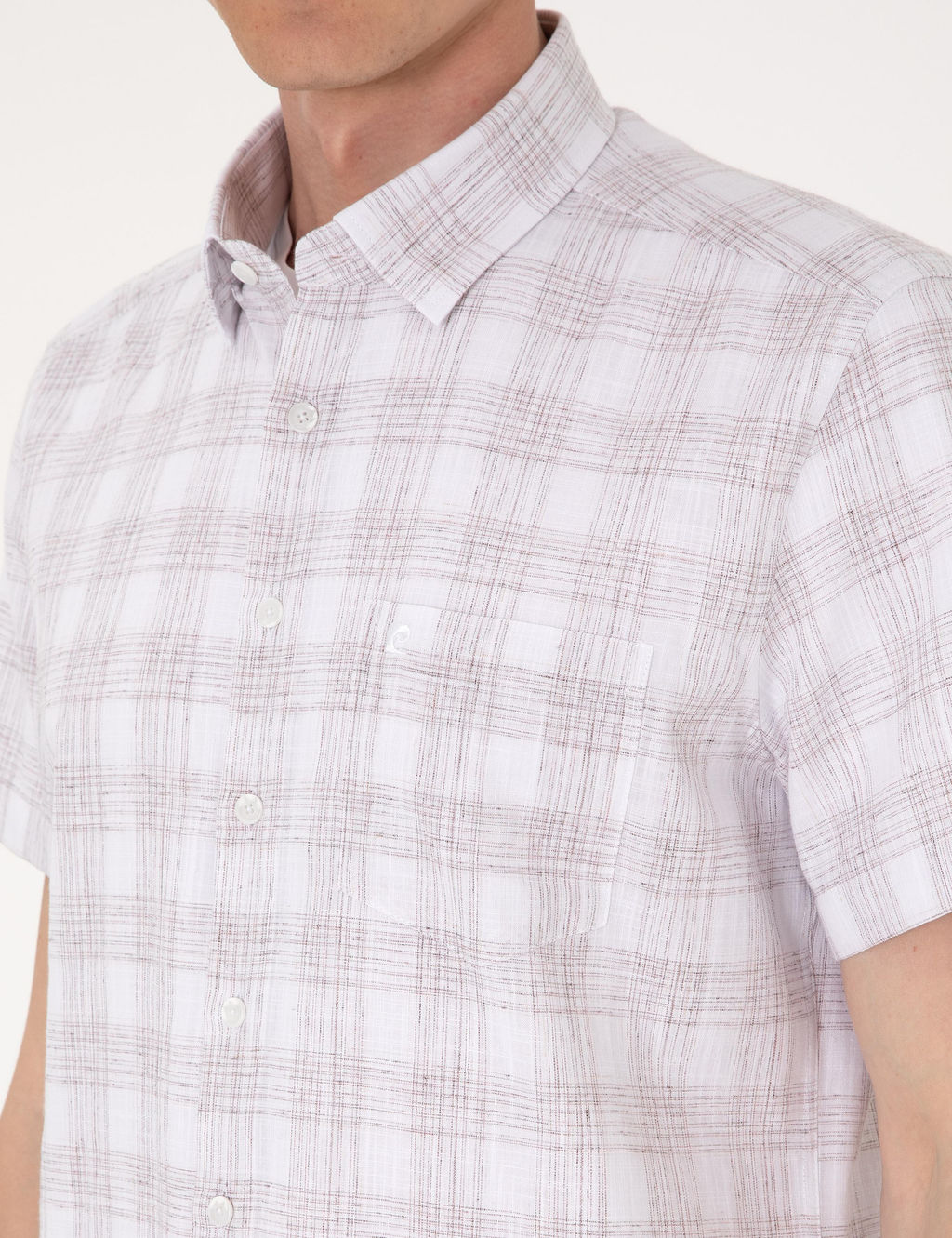 Kahverengi Regular Fit K_sa Kollu Ekose G_mlek - Pierre cardin фото 7