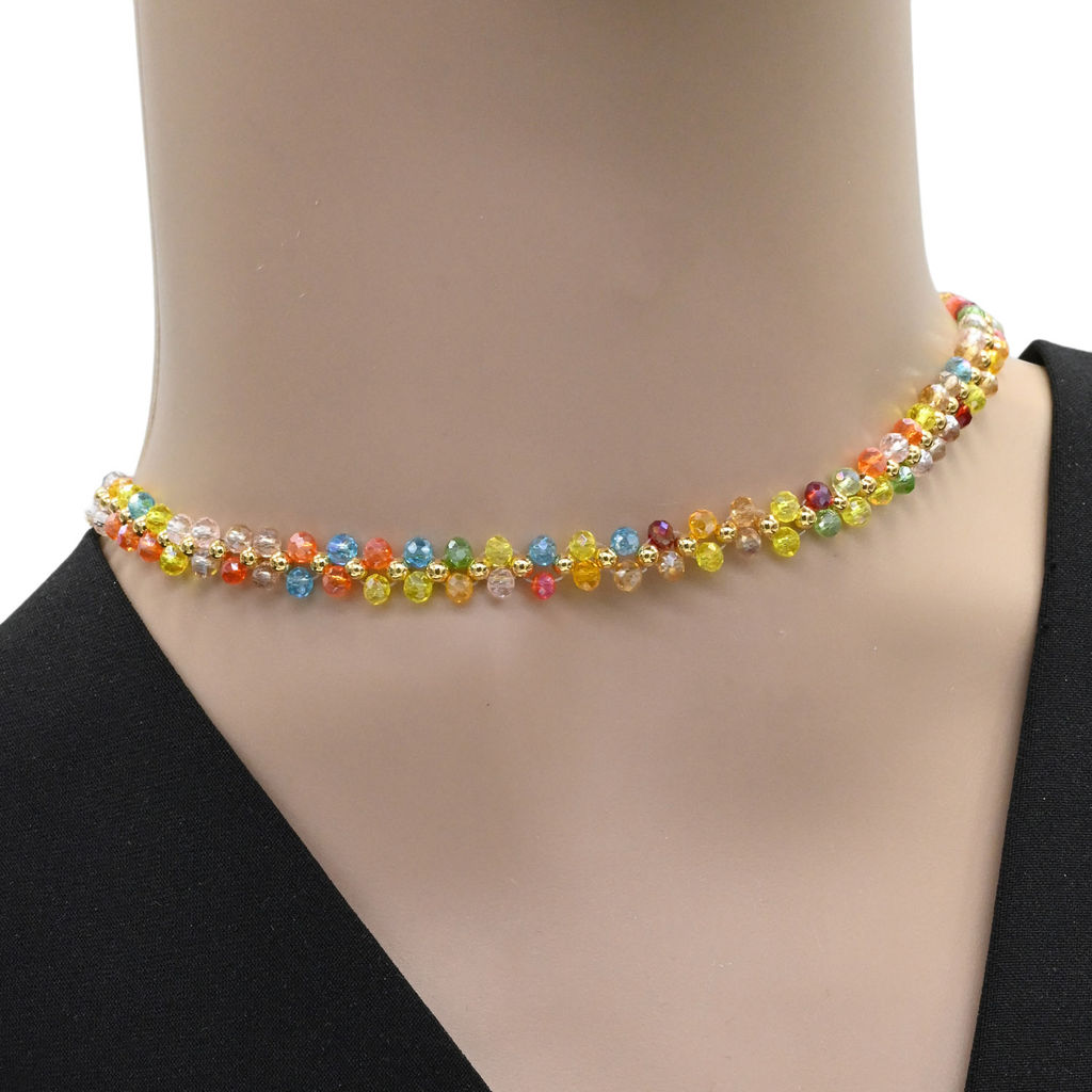 Чокер плетеный из циркона шарик 3мм цвет бордовый, 36см - Радуга камня фото 13