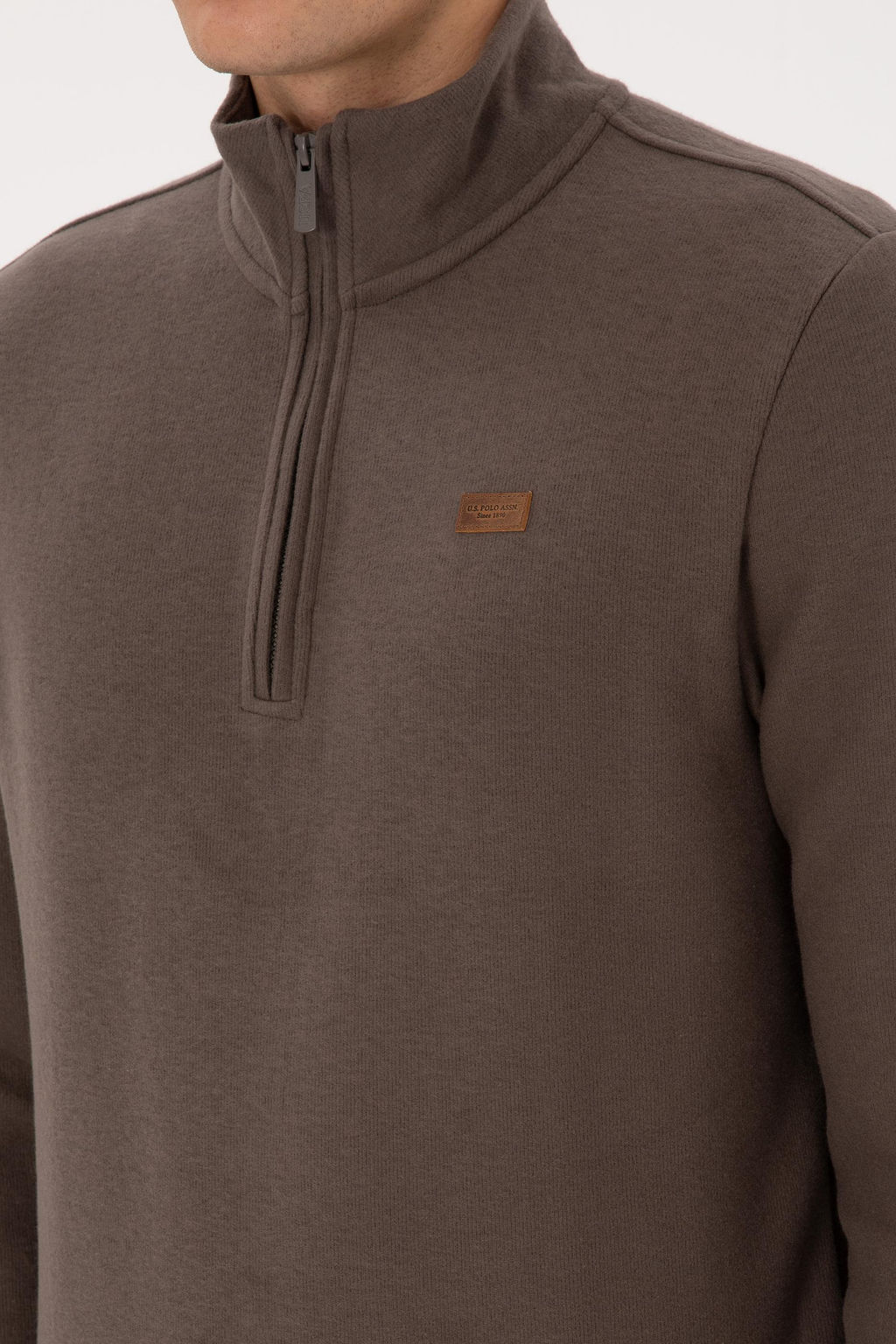 Erkek Regular Fit Yar_m Fermuarl_ Vizon Basic Sweatshirt - U.s. polo assn фото 7