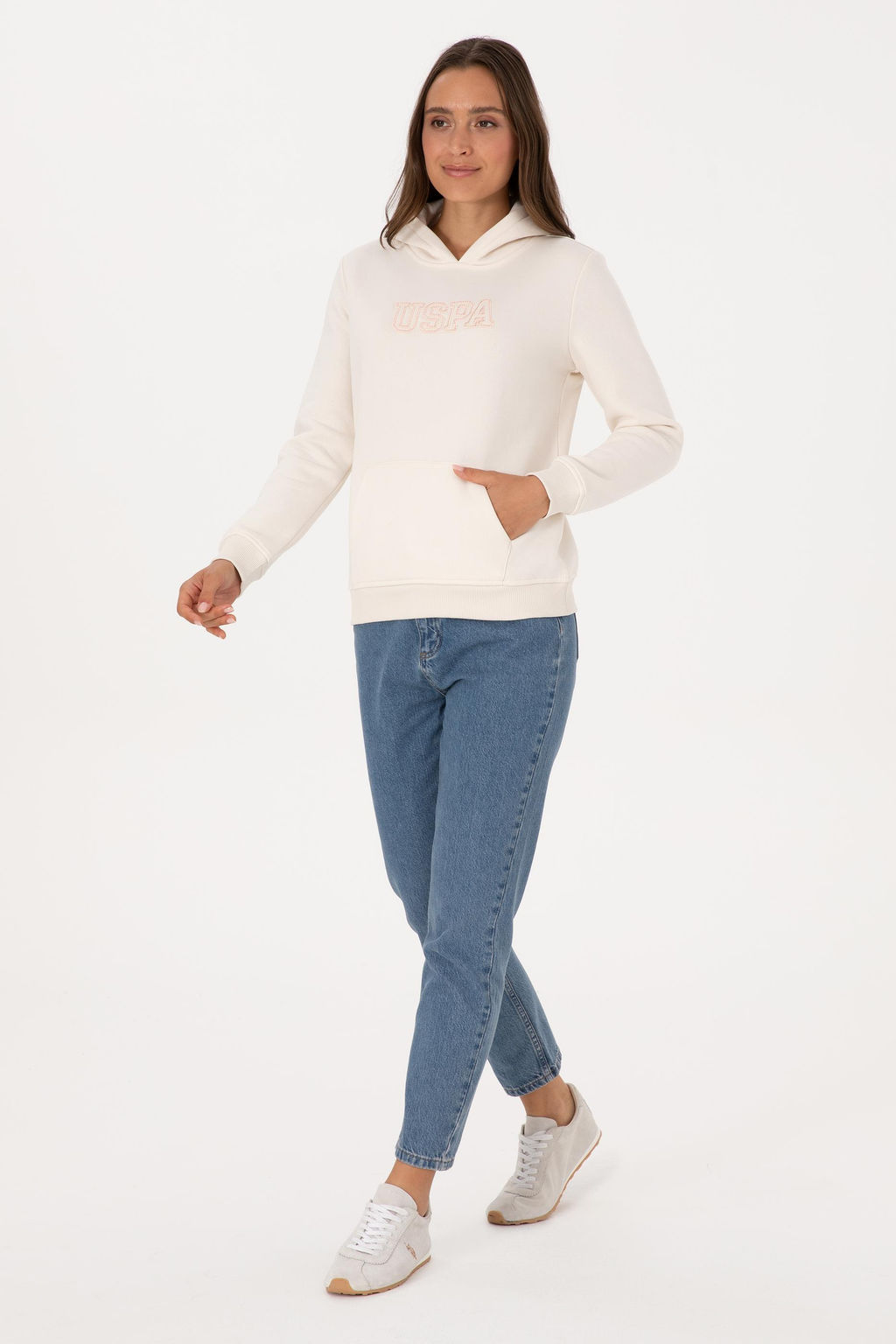 Kad_n Krem _ardonlu Kap__onlu Basic Sweatshirt - U.s. polo assn фото 4