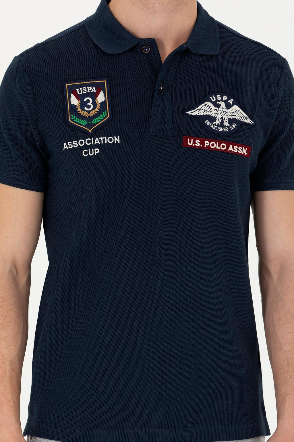 Мужская темно-синяя футболка с воротником-поло - U.s. polo assn фото 6