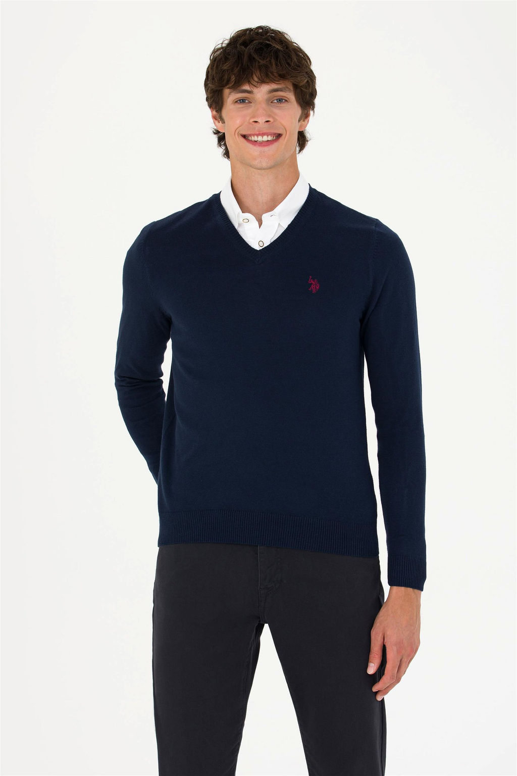 U. S. Polo Assn Мужской темно-синий базовый свитер - U.s.polo assn фото 4