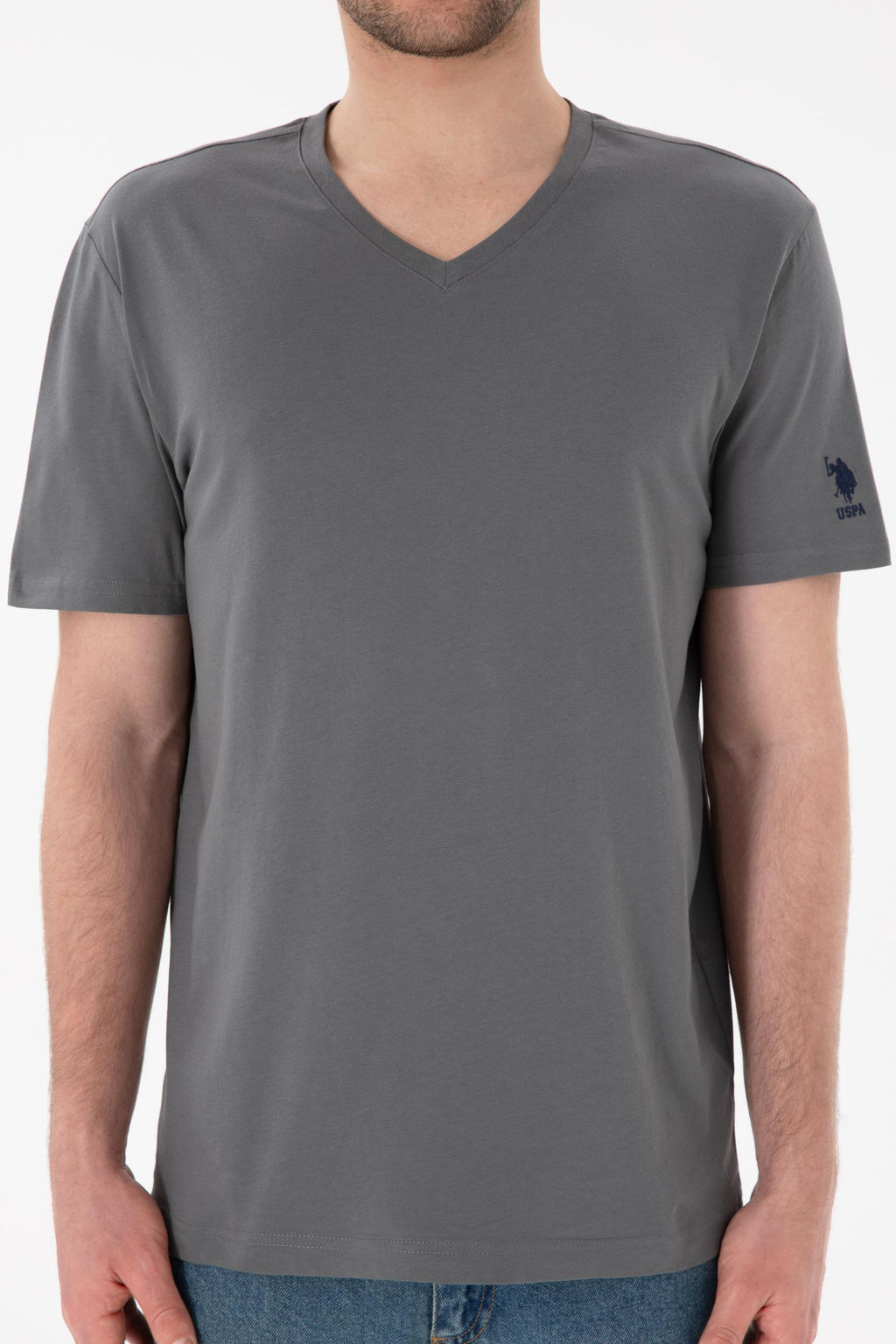 Erkek Regular Fit V Yaka Antrasit Basic Ti__rt Sepette S_rpriz _ndirim - U.s. polo assn фото 7