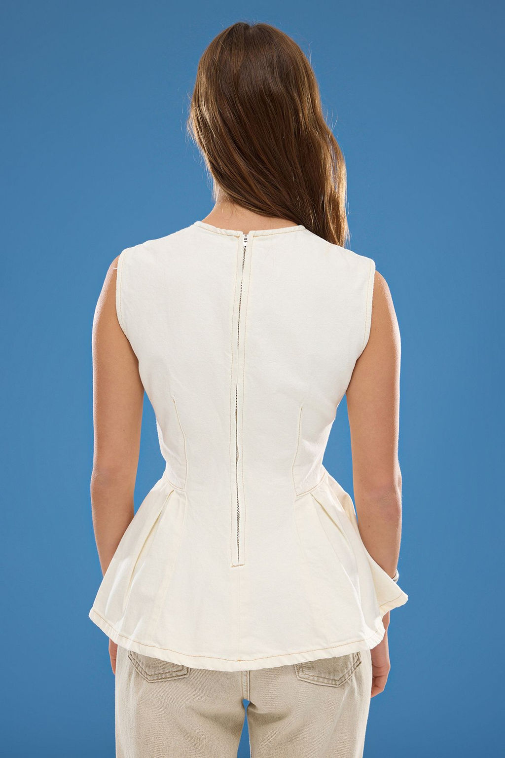 Trendyolmilla Ekru Volanl? Denim Bluz TWOSS25BZ00360  фото 5