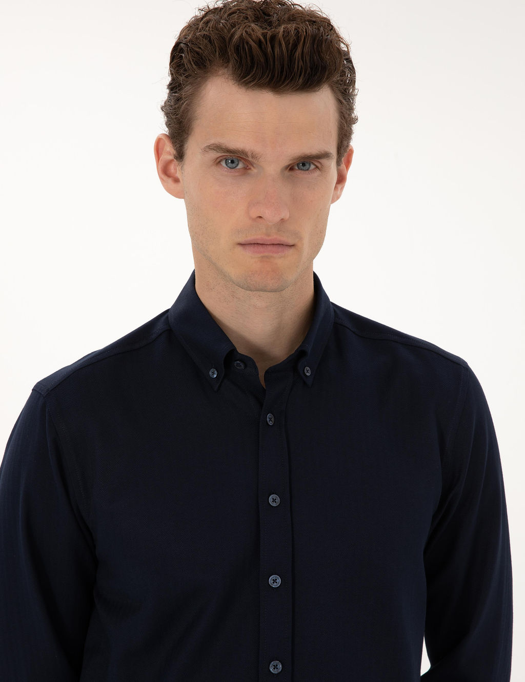 Lacivert Mikro Desenli Slim Fit Uzun Kollu G_mlek - Pierre cardin фото 2