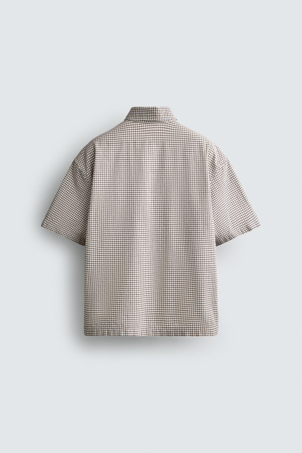CAMISA RELAXED FIT CUADROS TEXTO / Azul - Zara фото 8