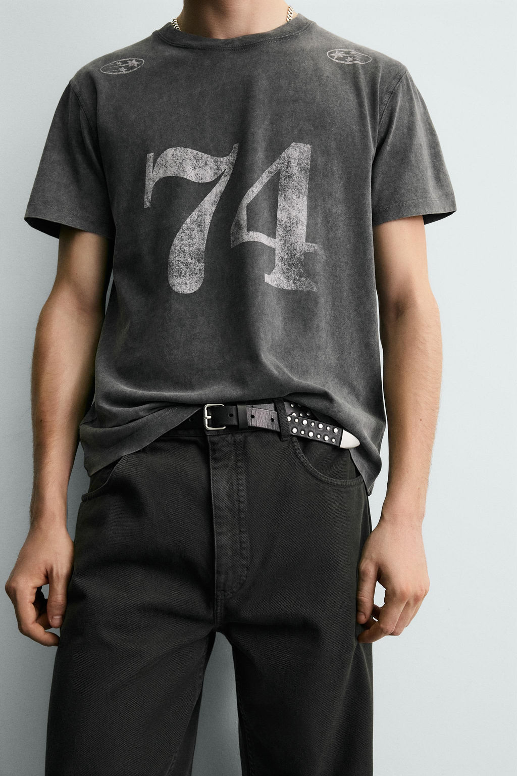 WASHED T-SHIRT WITH CONTRAST PRINTS - Zara фото 6