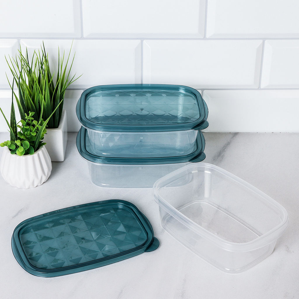 Контейнер прямоугольный 3 штуки 650 мл / P10 /уп 84/*17x11x6 см низкий