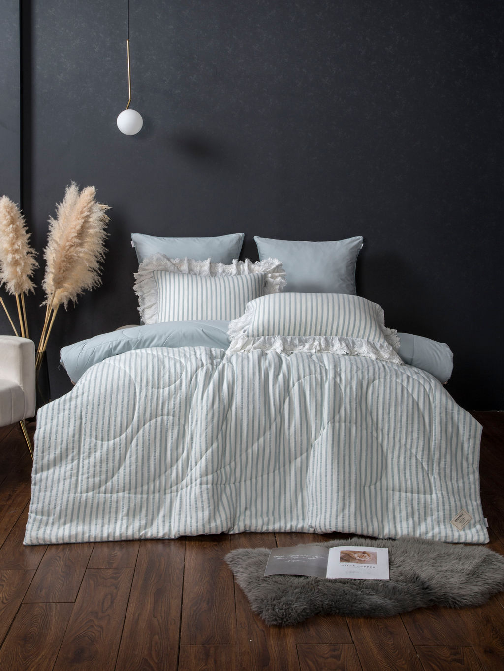 Stripe Muslin lace (голубое серебро) комплект