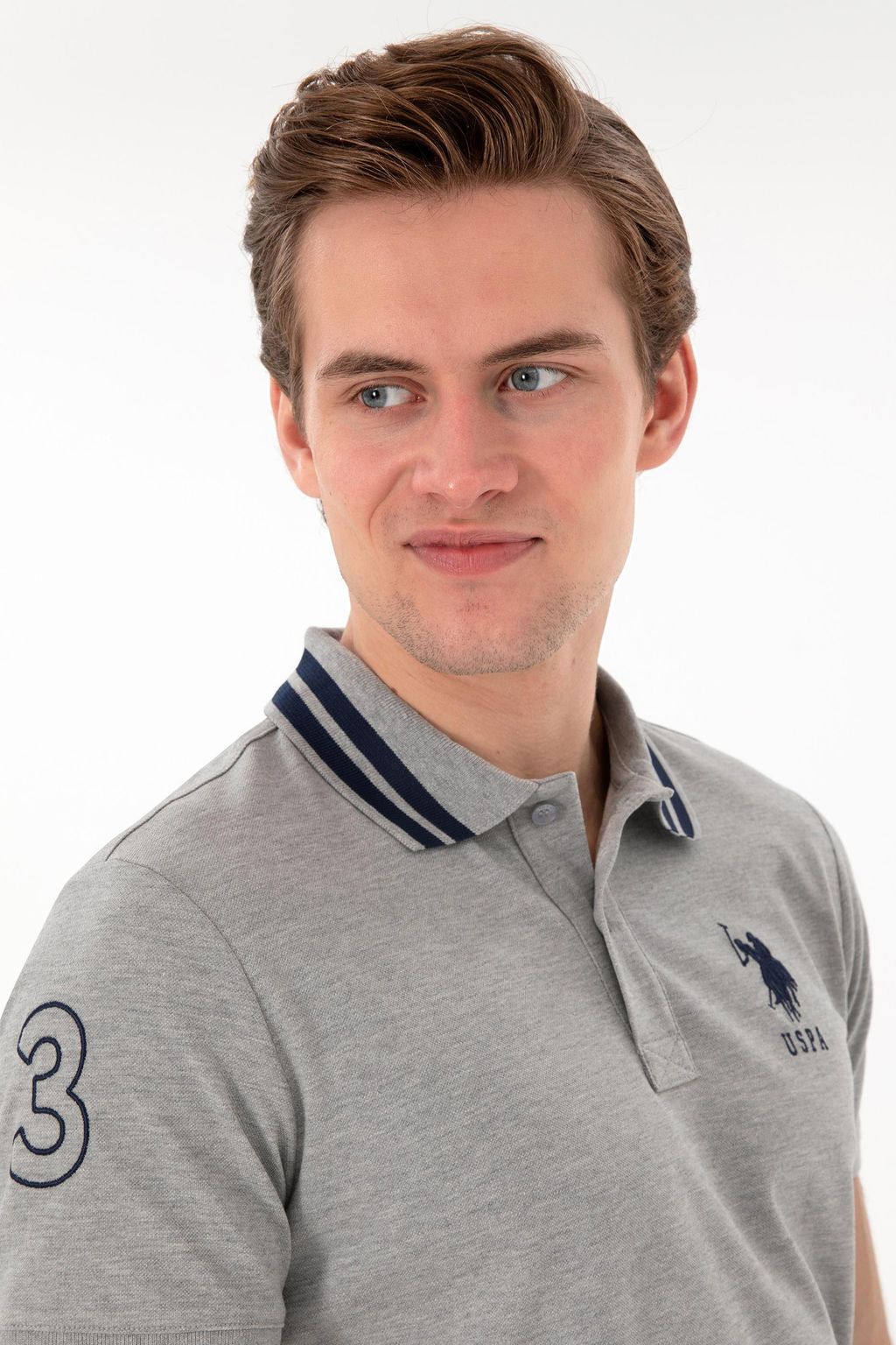 Erkek Slim Fit Polo Yaka Gri Melanj Basic Ti__rt Sepette S_rpriz _ndirim - U.s. polo assn фото 2