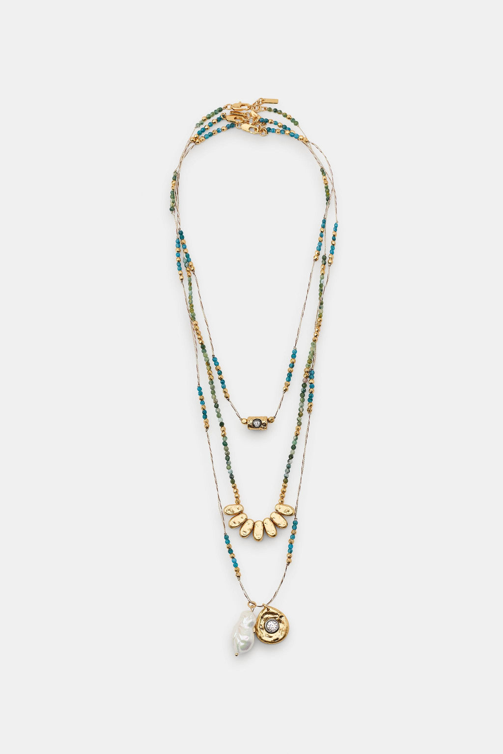 PACK 3 COLLARES CADENA ABALORIOS / Dorado - Zara фото 2