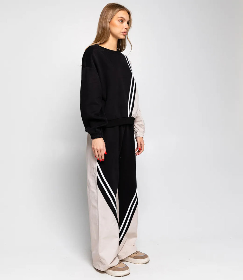 Спортивный костюм #КТ8802 (5), чёрный,бежевый - Dommod фото 3