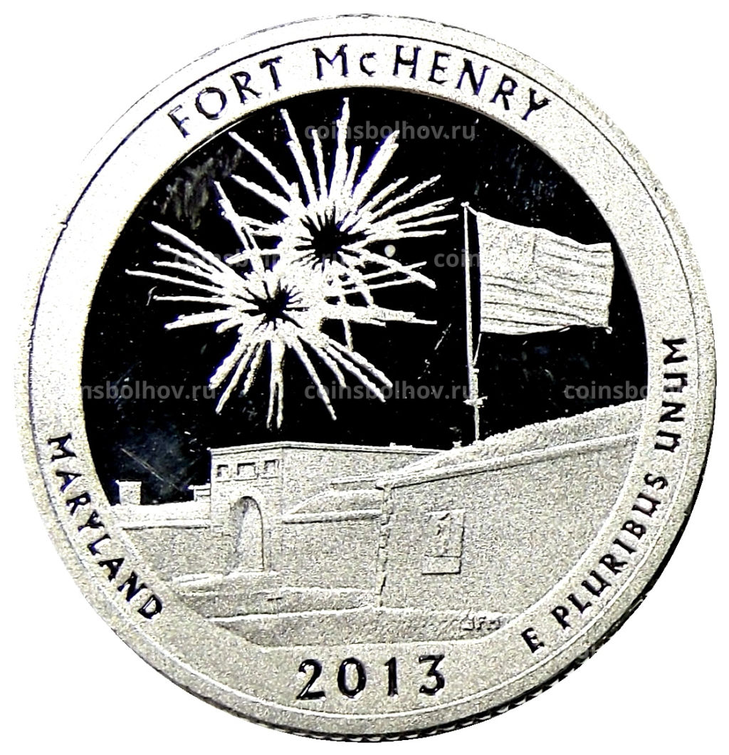 1/4 доллара (25 центов) 2013 года S США Национальные парки №19 Форт Мак-Генри