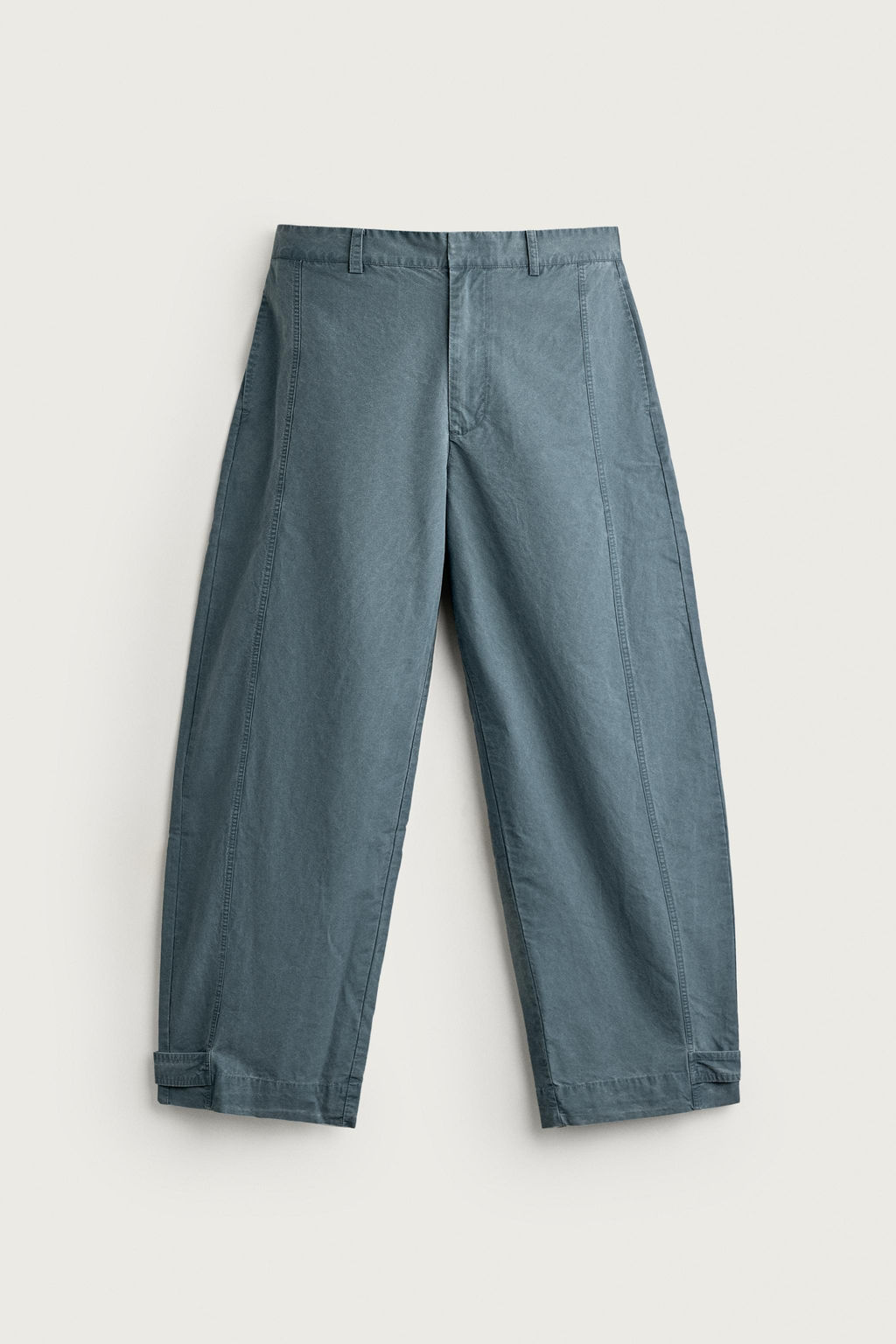 PANTAL?N LAVADO RELAXED FIT TRABILLAS / Verde azul