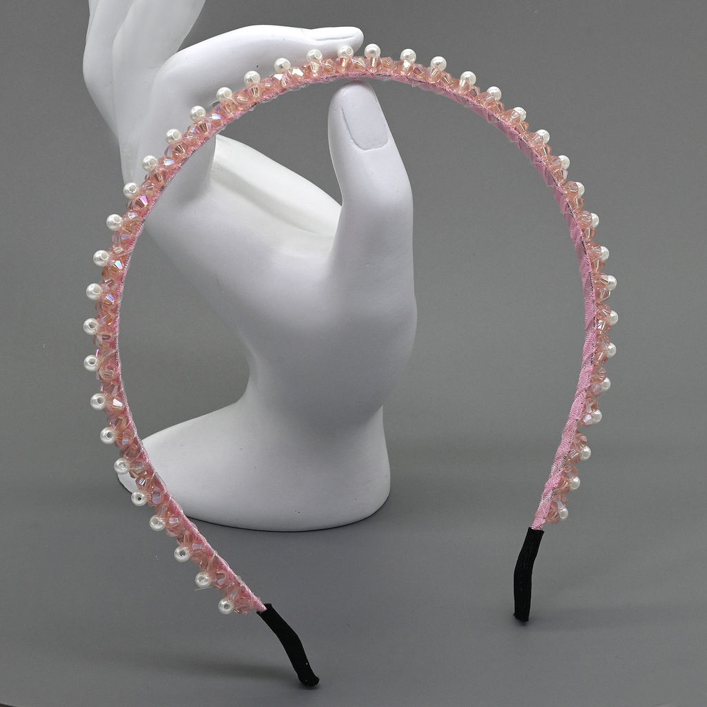 Ободок для волос с цирконом, цвет розовый