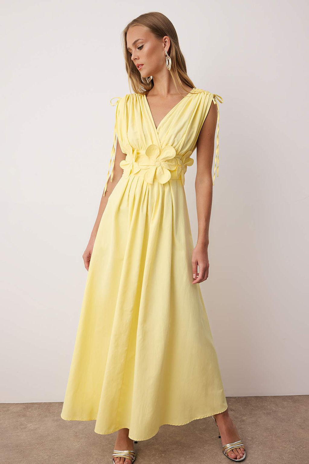 Trendyolmilla Ac?k Mavi 3 Boyutlu Cicek Detayl? Poplin S?k Abiye Gece Mezuniyet Elbisesi TPRSS24EL00282  фото 12