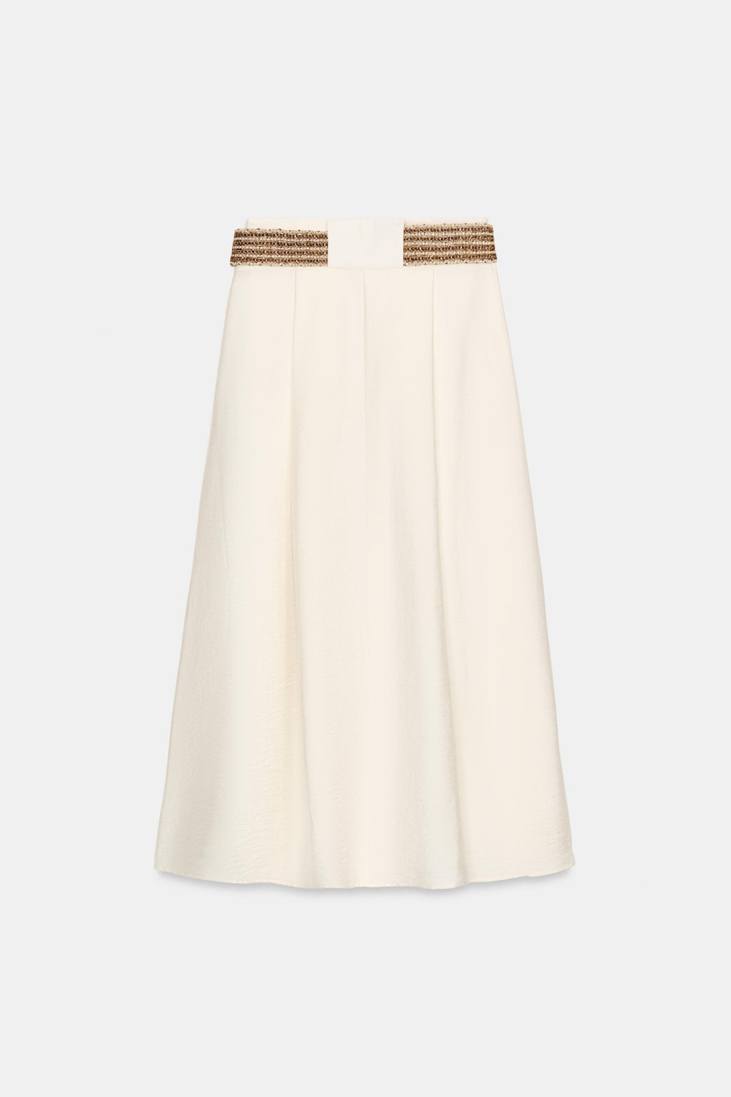 FALDA MIDI CINTUR?N TRENZADO / Crudo - Zara фото 2