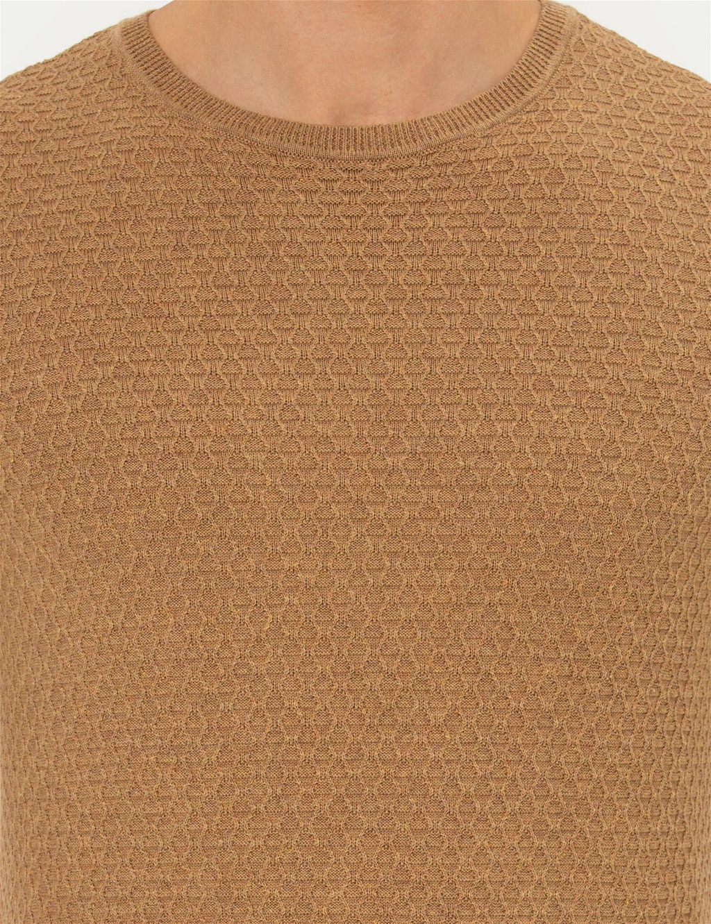 Camel Melanj Slim Fit Bisiklet Yaka Triko Kazak - Pierre cardin фото 6