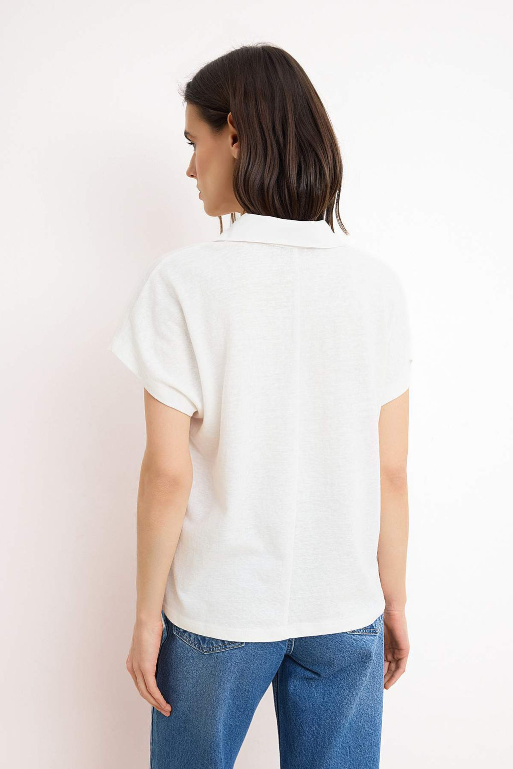 Ekru Regular/Normal Kal?p Polo Yaka Dusuk Kol Orme T-Shirt TWOSS26TS00078 - Trendyolmilla фото 8