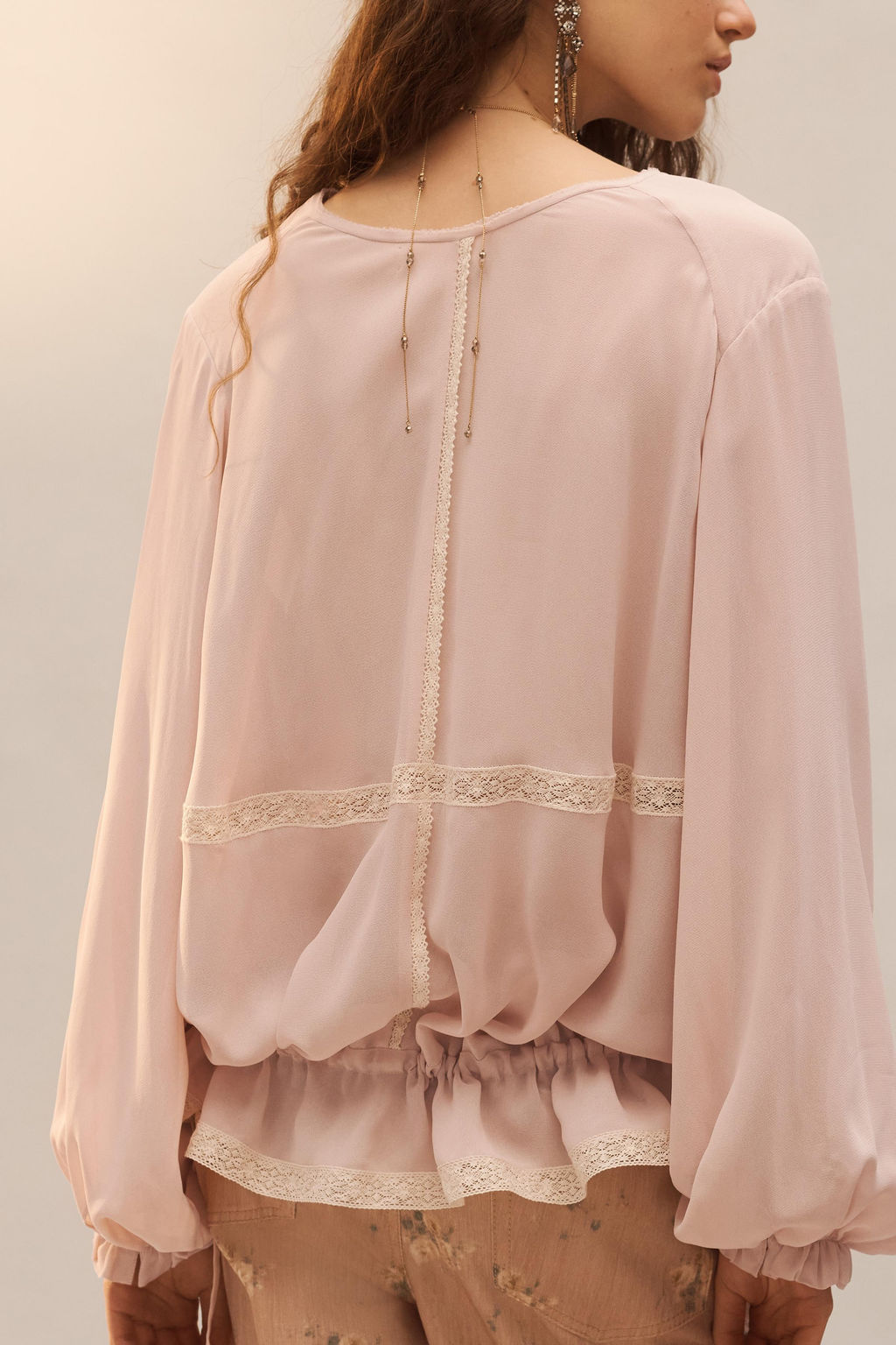 CAMISA VOLANTES ENCAJE LIMITED EDITION / Rosa empolvado - Zara фото 4