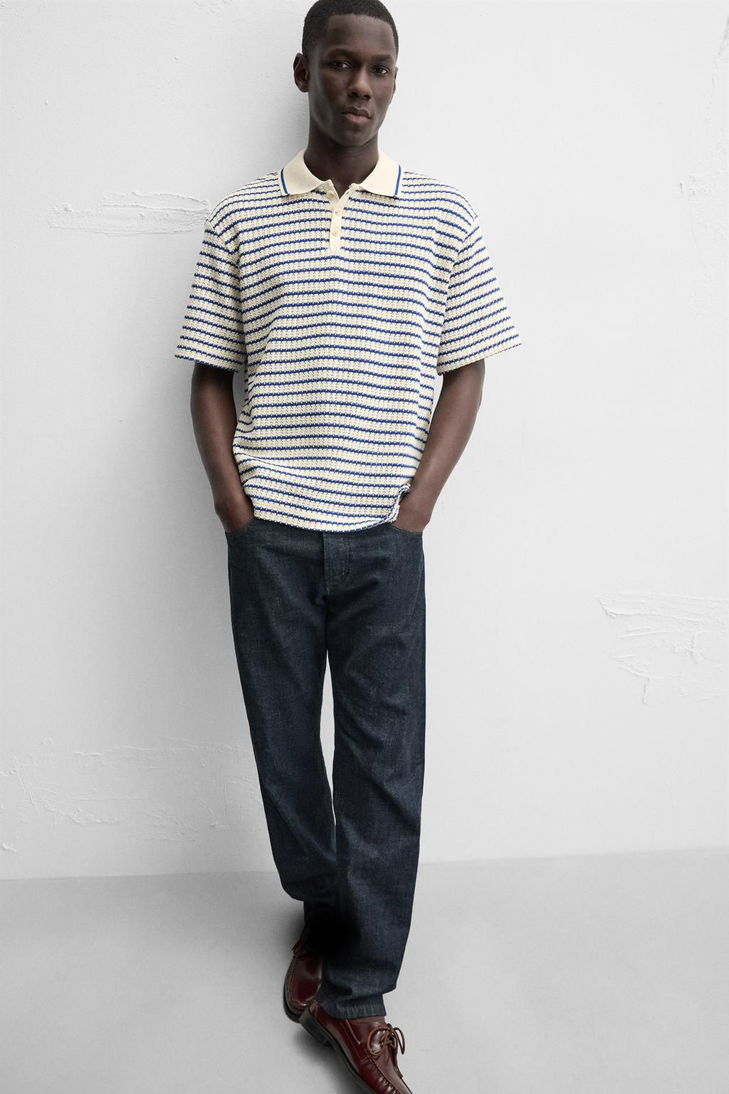 STRIPED JACQUARD POLO SHIRT - Zara фото 6