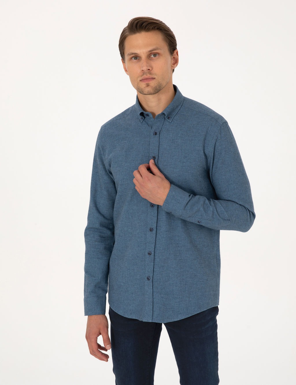 Mavi Slim Fit Uzun Kollu G_mlek