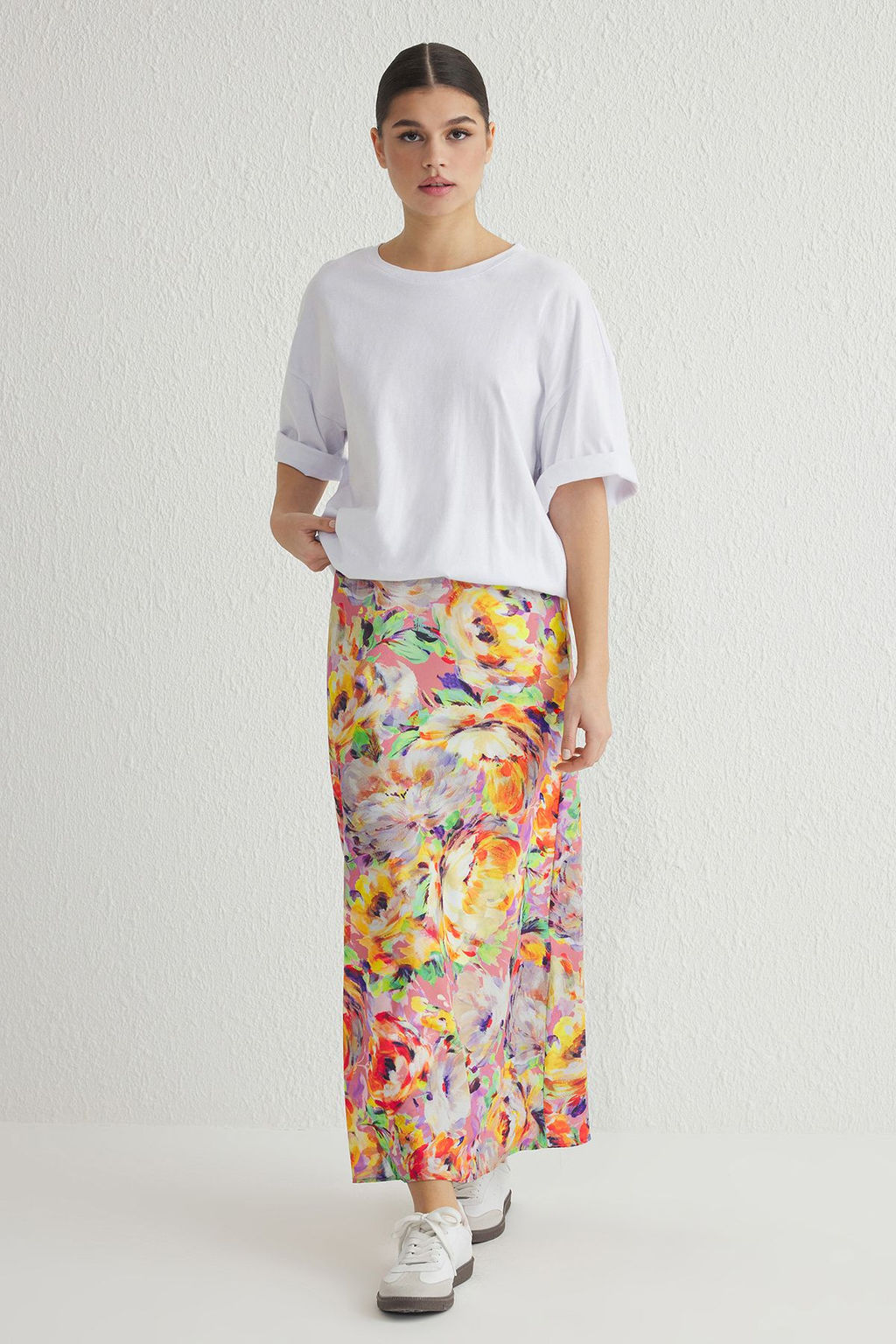 TRENDYOLMILLA Cok Renkli Buyuk Cicek Desenli Bal?k Kesim Maxi Boy Dokuma Etek TWOSS25ET00015  фото 3