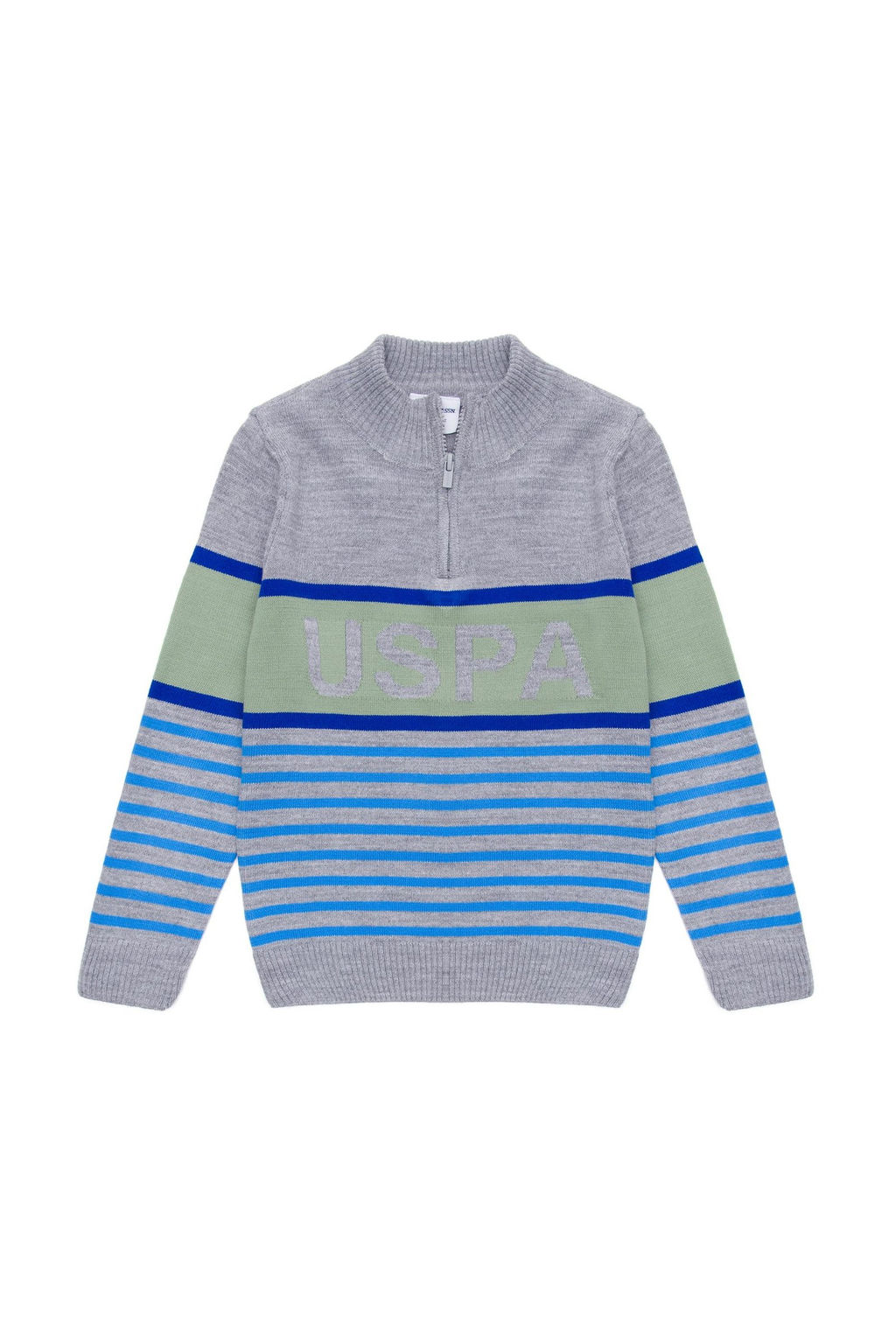 U. S. Polo Assn Серый меланжевый свитер на молнии для мальчика - U.s. polo assn фото 4