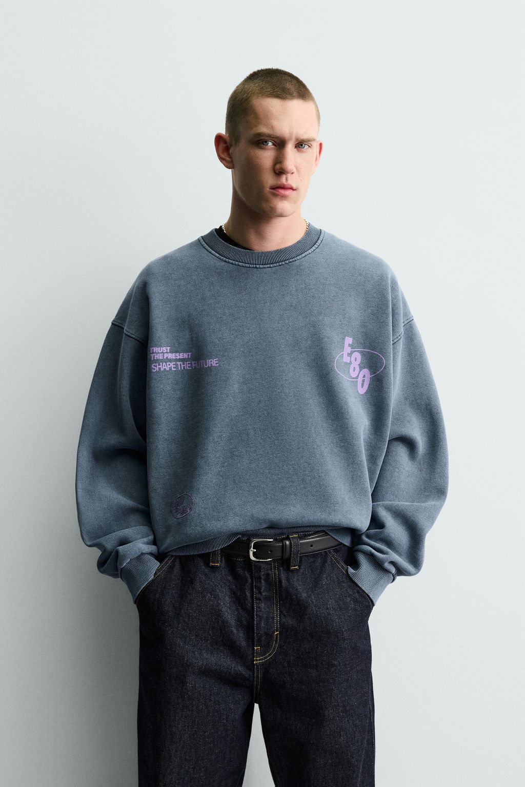 WASHED PRINTED TEXT SWEATSHIRT - Zara фото 2