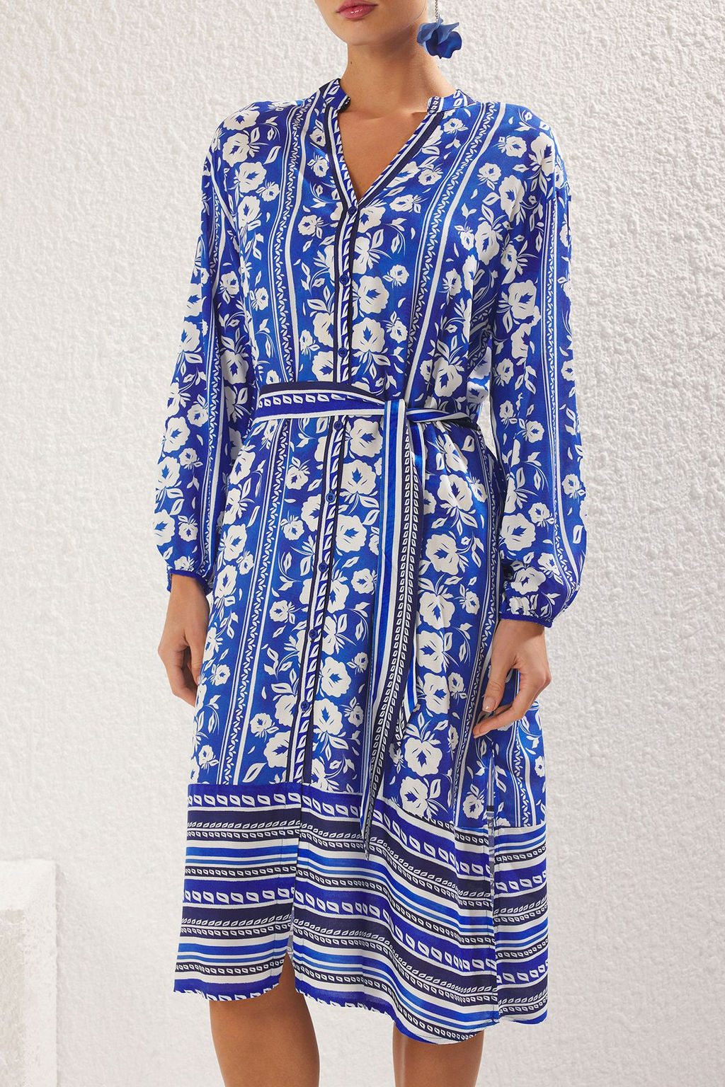 Cicek Desenli Dokuma Plaj Midi Elbise TBESS25EL00012 - Trendyolmilla фото 4