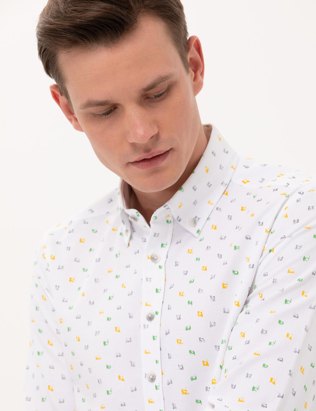 Рубашка Pierre Cardin Slim Fit светло-зеленая с длинным рукавом