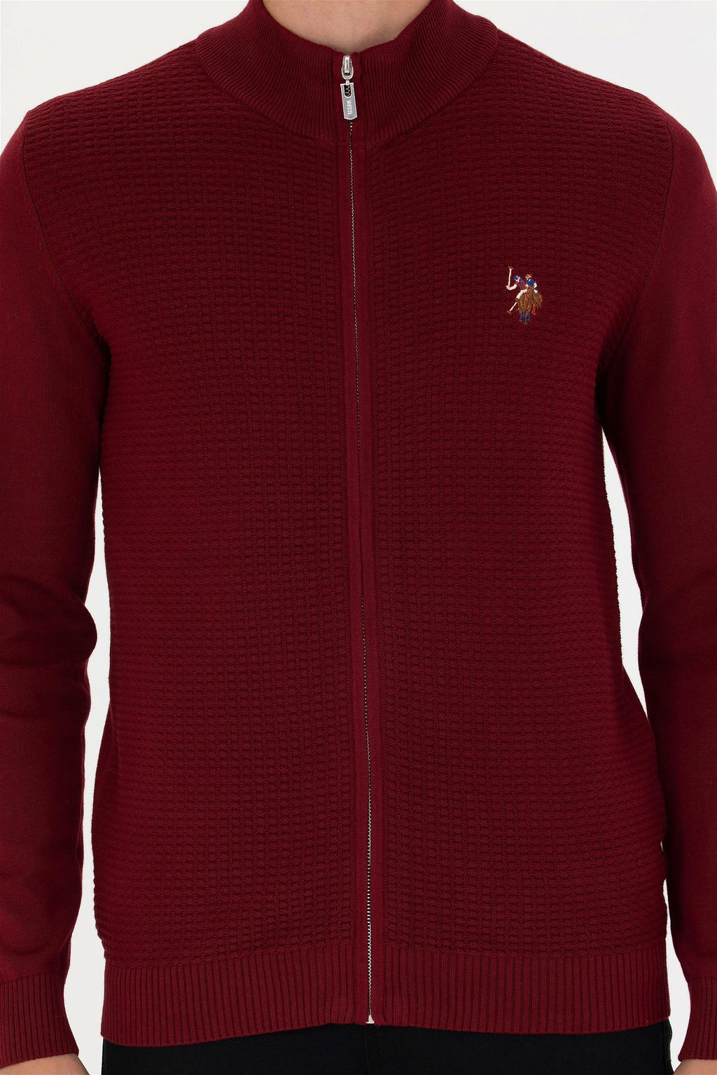 U. S. Polo Assn / Мужской бордовый базовый трикотажный кардиган - U.s. polo assn фото 6