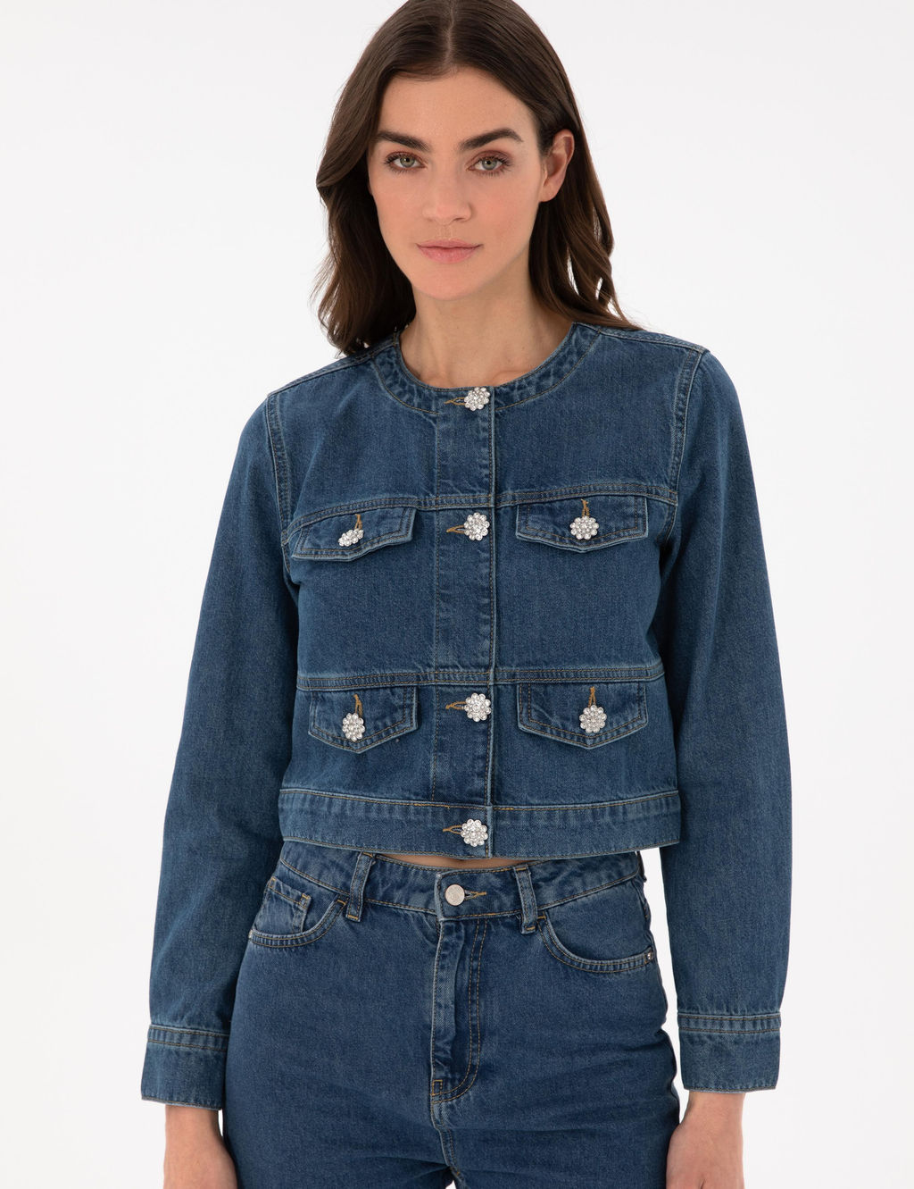 Mavi Crop Top Jean Ceket - Pierre cardin фото 3