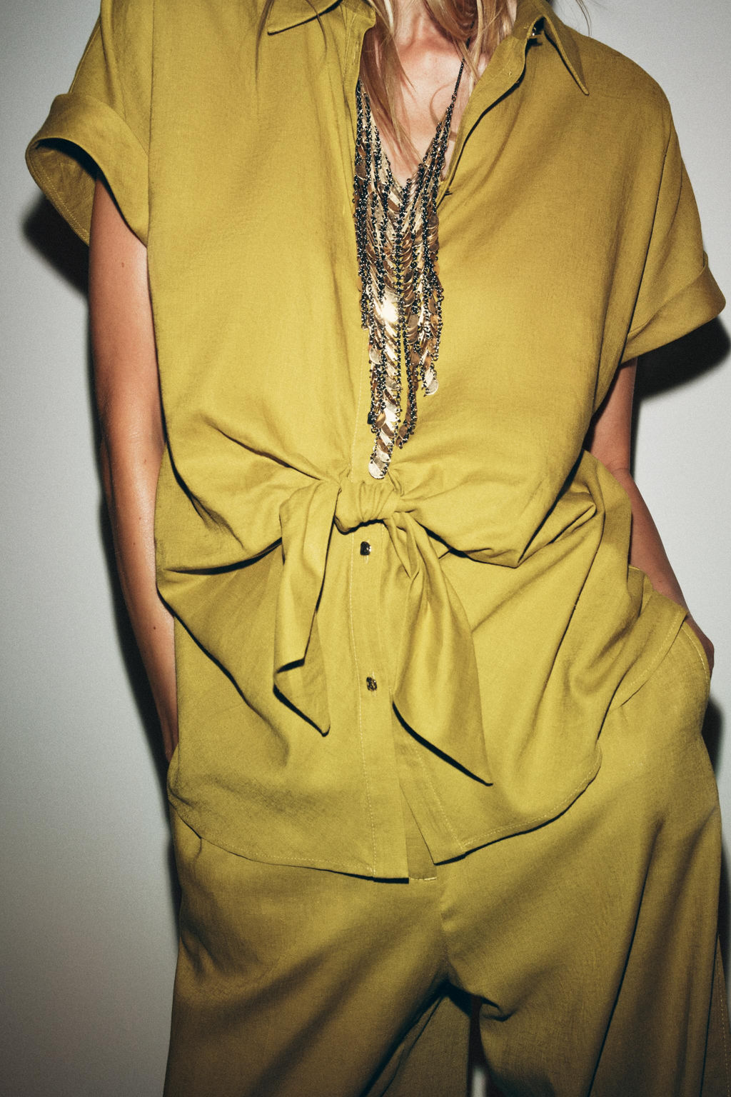 LINEN BLEND KNOT SHIRT - Zara фото 9