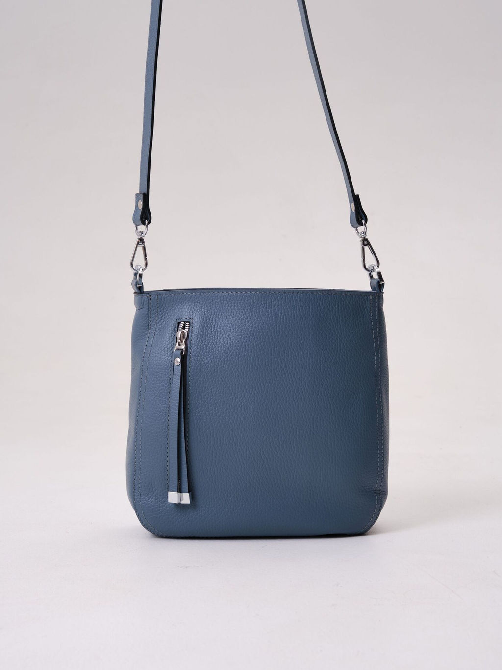 Сумка кожаная кросс-боди Deboro 3410 серый свет